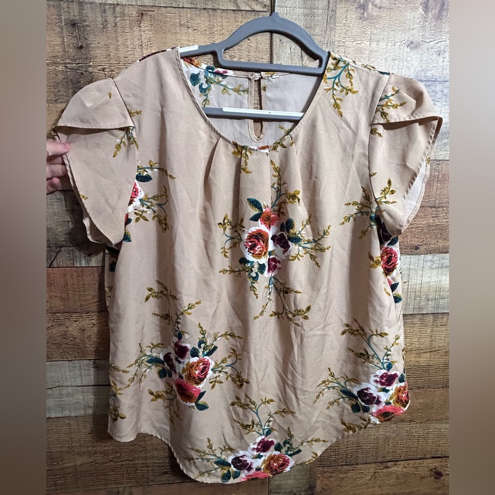 Beige Floral Top - XXL